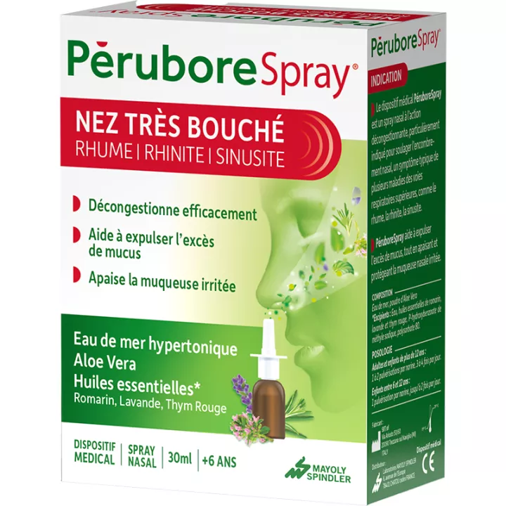 Perubore Spray Nez Très Bouché Rhume Rhinite Sinusite 30 ml