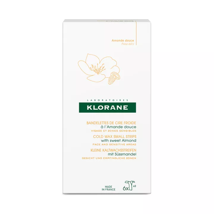 Klorane cire froide visage à l'Amande douce 6 bandelettes