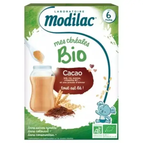 MODILAC Céréales BIO +6 mois Cacao (250g)