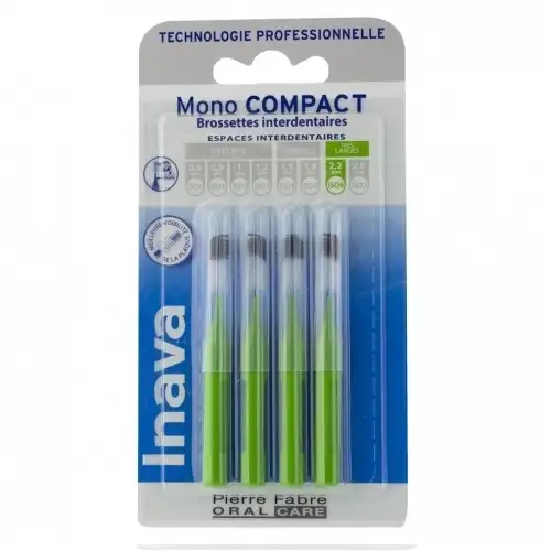 INAVA 4 Brossettes interdentaires Mono Compact 2.2mm ISO6 VERT