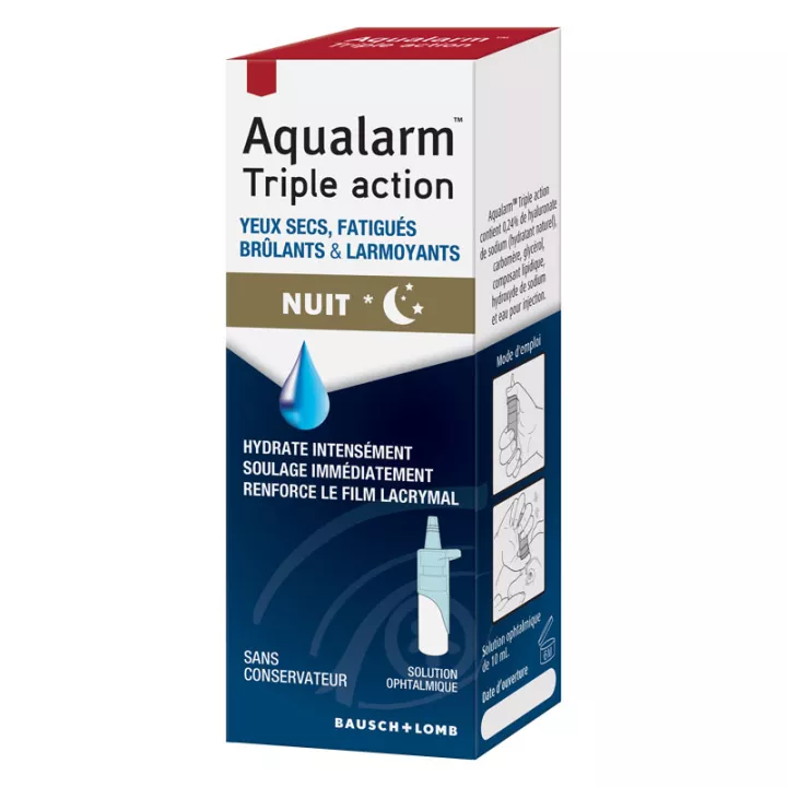 Aqualarm Triple Action Yeux Secs et Fatigués Brûlants et Larmoyants 10 ml