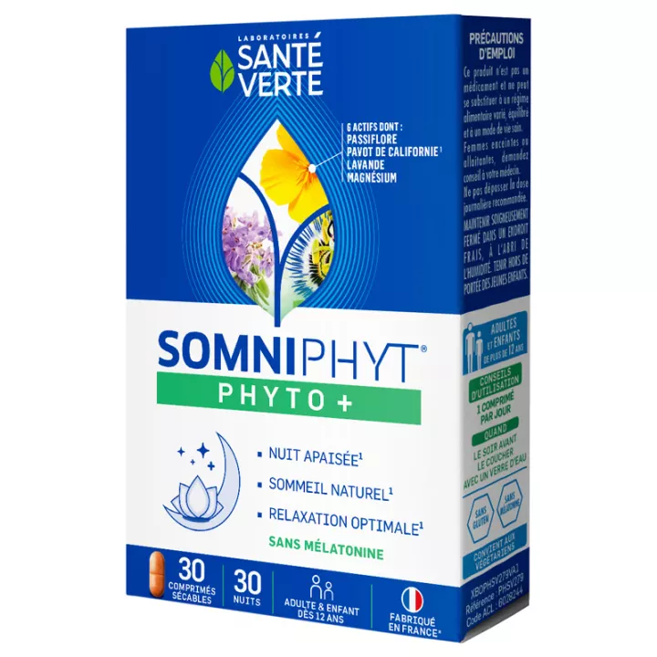 Santé Verte Somniphyt Phyto + Sans Mélatonine 30 comprimés