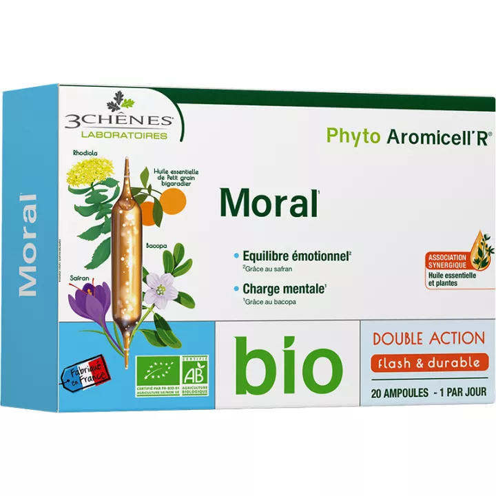 3-Chênes Phyto Aromicell R Bio Moral Positif 20 Ampoules