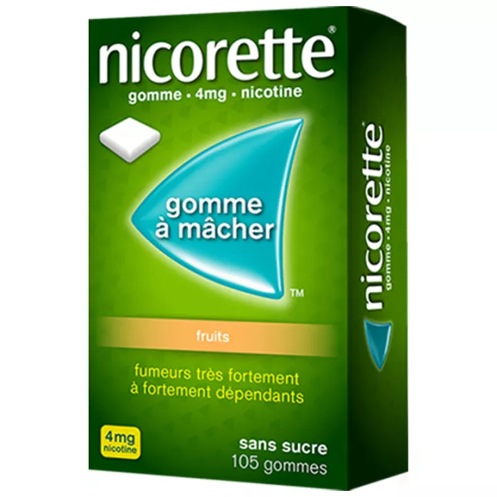 Nicorette Gomme à Mâcher 4mg Fruits Sans Sucre 105 gommes