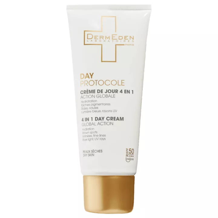 DermEden Day Protocole Crème de Jour 4 en 1 spf50 Peaux Sèches 50 ml