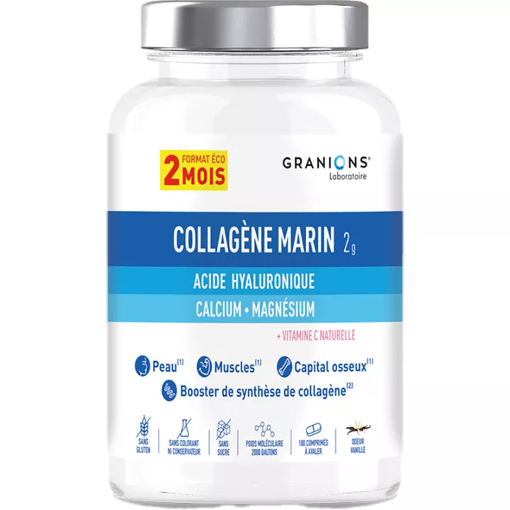 Collagène Marin Acide Hyaluronique Granions 180 Comprimés