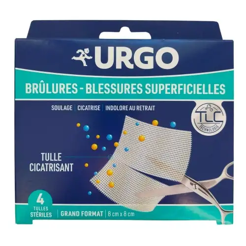 URGO Brûlures : Tulles Stériles Cicatrisants Grand Format x4
