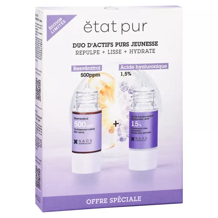 Etat Pur Actif Pur Coffret Duo Resvératrol et Acide Hyaluronique 30 ml