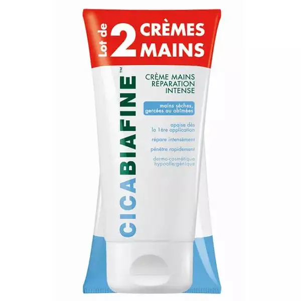 Biafine Cicabiafine Crème Mains Réparation Intense Lot de 2 x 75ml