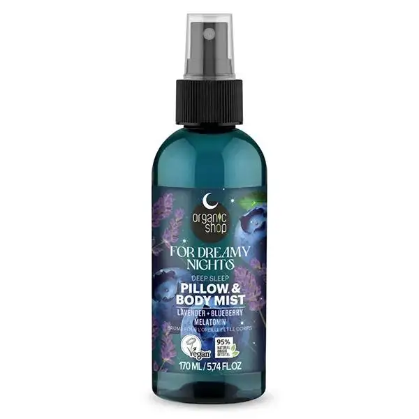 Organic Shop Brume pour le corps et l'oreiller Lavande, Myrtille et Mélatonine - 170ml