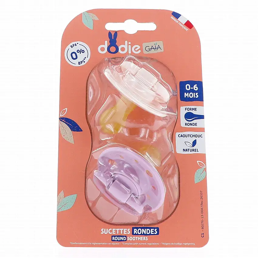 DODIE Sucettes duo ronde 0-6 mois rose / rose clair