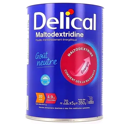 DELICAL - Maltodextridine Poudre d'Enrichissement Energétique Goût Neutre - 350 gr