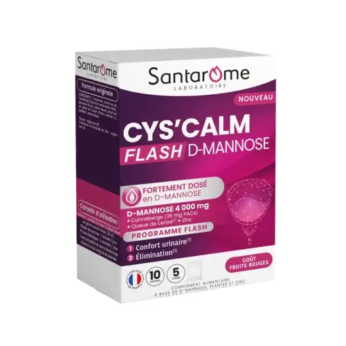SANTAROME - Cys'Calm Flash D-Mannose - 10 sachets - Confort Urinaire