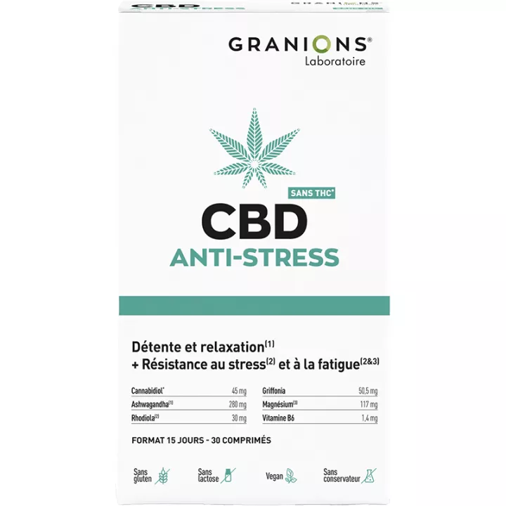 CBD Anti-Stress Détente et Relaxation Granions 30 Comprimés