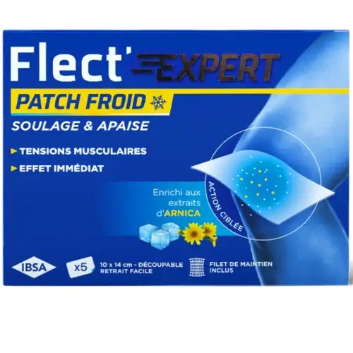 FLECT'EXPERT - Patch Arnica Effet Froid Immédiat - 5 Patchs 10 X 14 cm