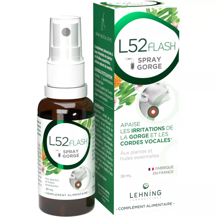 Lehning L52 Flash Spray Gorge Irritation & Cordes Vocales 30ml