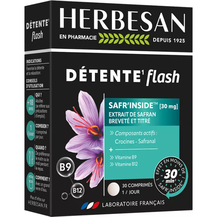 Herbesan Détente Flash Sraf'Inside - Safran - 30 comprimés