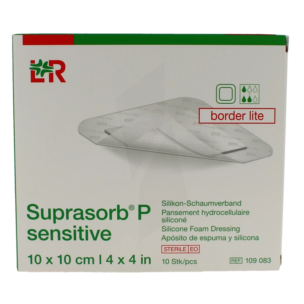 Suprasorb P Sensitive Border Lite Pansement Hydrocellulaire Siliconé Stérile Extra Mince Avec Bord Auto-fixant 10 X 10 Cm Boîte De 10