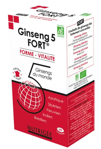 Nutrigée Ginseng 5 Fort Bio - 60 comprimés