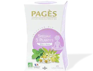Pagès infusion bio spéciale 5 plantes sommeil 20 sachets