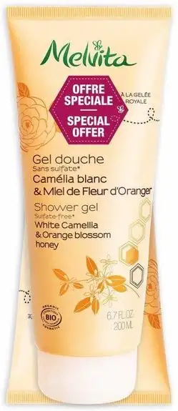 Melvita Gel Douche bio Camélia & Miel d'Oranger Lot de 2 x 200 ml