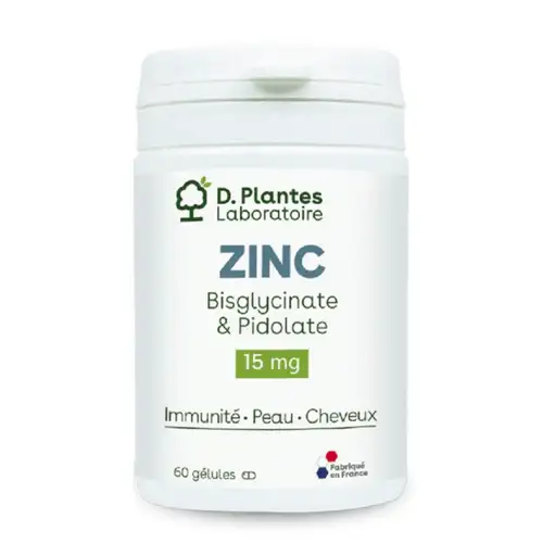 D.Plantes Zinc Bisglycinate et Pidolate 15mg 60 Gélules