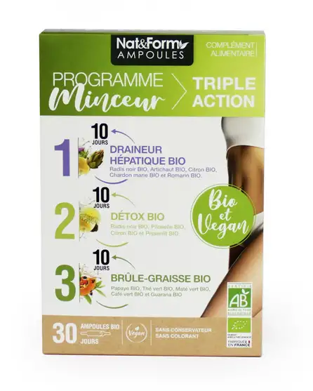 Nat & Form Programme Minceur Bio 3 phases 30 ampoules