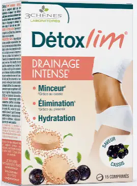 3 Chênes Détoxlim Drainage Intense Goût Cassis 15 Comprimés Effervescent