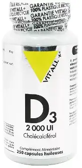 Vitall+ Vitamine D3 2000UI Cholécalciférol 50mcg 250 capsules