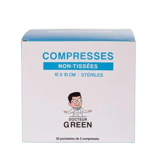 Dr Green – 100 Compresses stériles non-tissées 10x10 cm