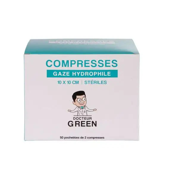 Dr Green – 100 Compresses gaze hydrophile 10x10 cm